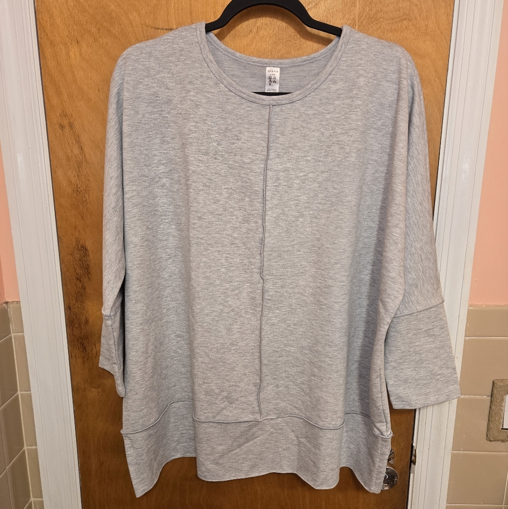 NWT SPANX Heather Grey Perfect Sweatshirt With Dolman Sleeves
